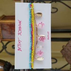 Betsey Johnson beaded flower anklet set